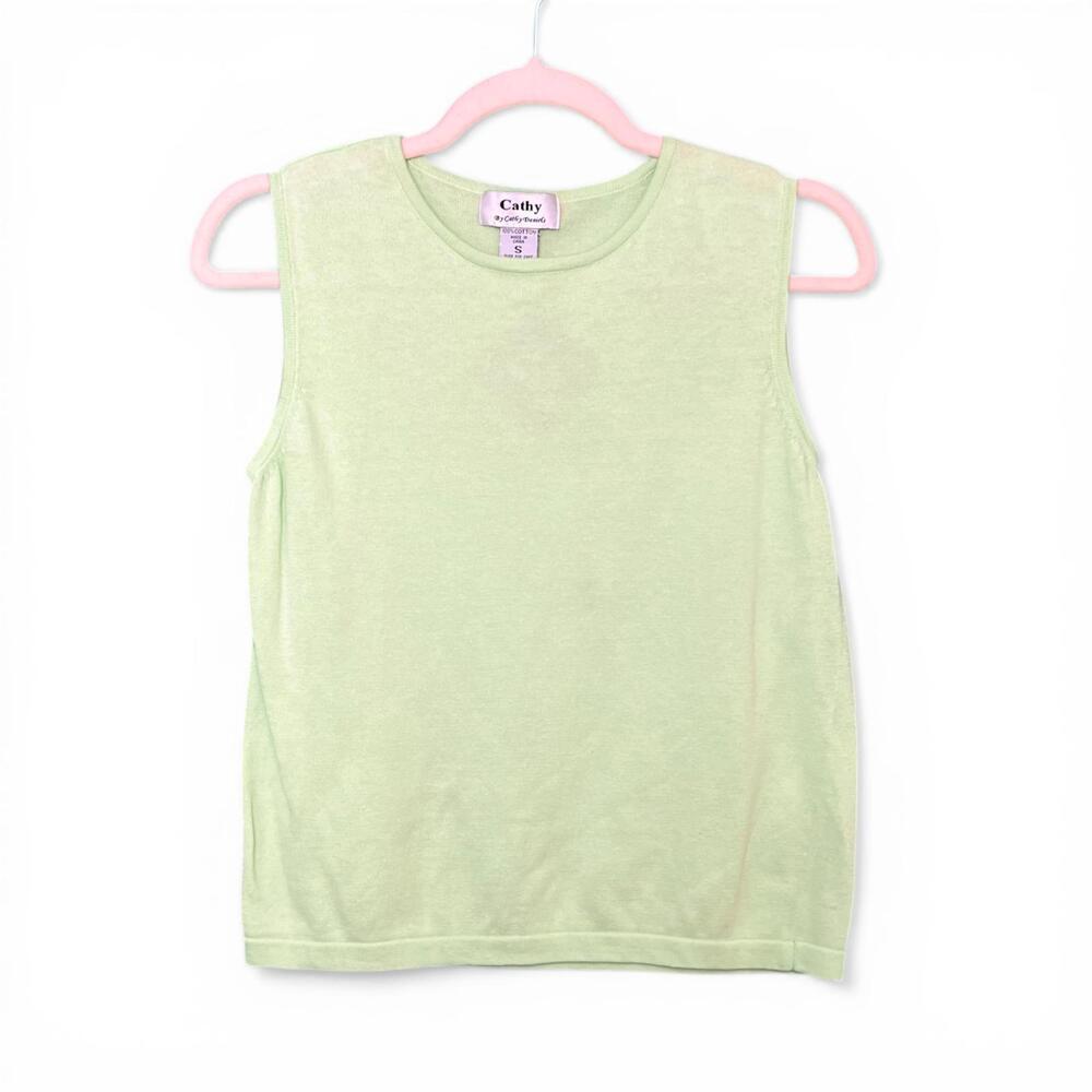Vintage Light Green Sleeveless Cotton Knit Shell Top